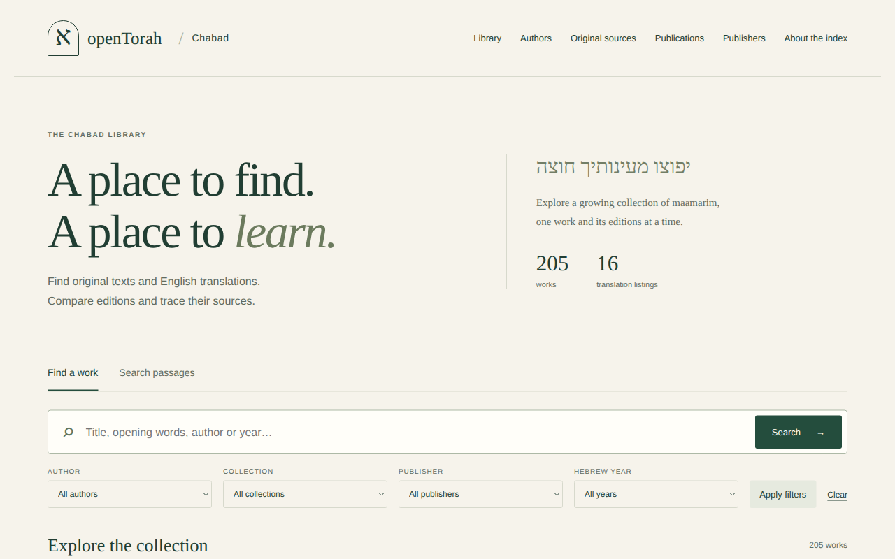 Current openTorah Chabad catalogue